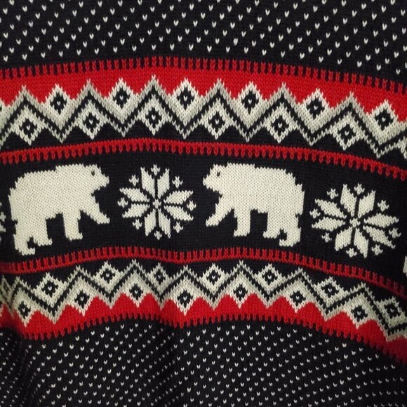 Aspen Fair Isle Cotton Polar Bear Sweater Size L - Picture 3 of 5